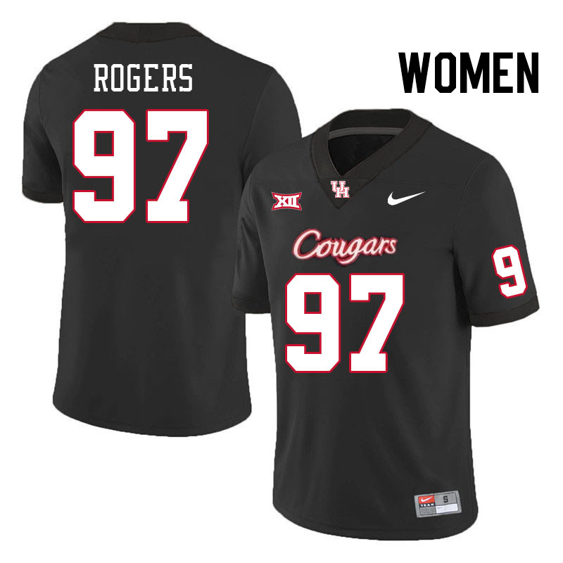 Women #97 Everitt Rogers Houston Cougars College Football Jerseys Stitched-Black